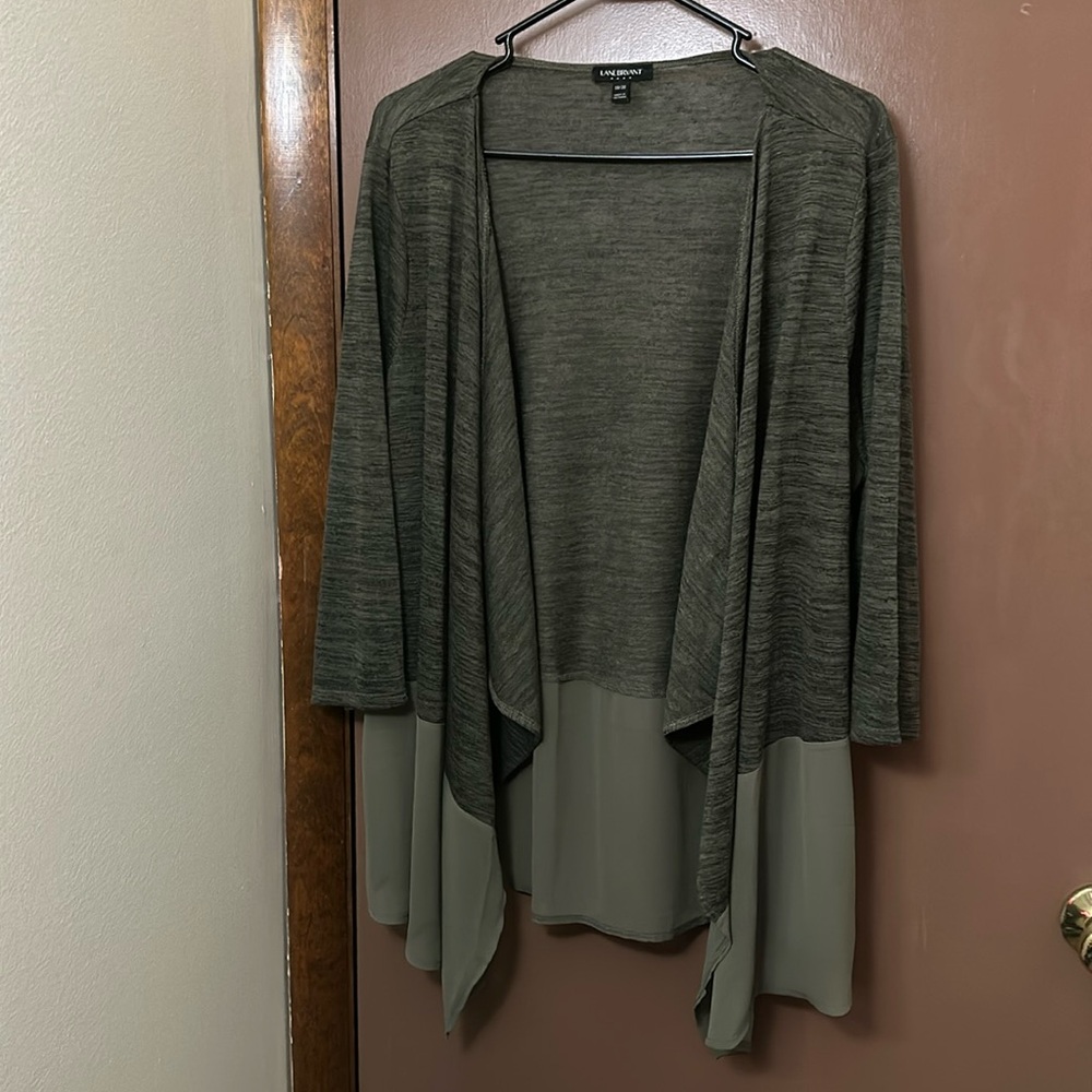 Lane Bryant cardigan with no buttons olive green.